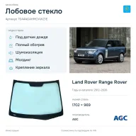 Лобовое стекло и автомобиль Land Rover Range Rover — коллаж