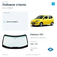 Лобовое стекло и автомобиль Daihatsu YRV — коллаж