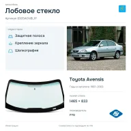 Лобовое стекло и автомобиль Toyota Avensis — коллаж