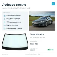 Лобовое стекло и автомобиль Tesla Model S — коллаж