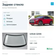 Заднее стекло и автомобиль Infiniti QX55 — коллаж