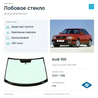 Лобовое стекло и автомобиль Audi 100 — коллаж