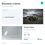 Боковое стекло и автомобиль Suzuki Jimny — коллаж
