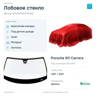Лобовое стекло и автомобиль Porsche 911 Carrera — коллаж
