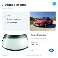 Лобовое стекло и автомобиль Smart Roadster — коллаж