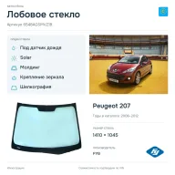 Лобовое стекло и автомобиль Peugeot 207 — коллаж