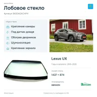 Лобовое стекло и автомобиль Lexus UX — коллаж